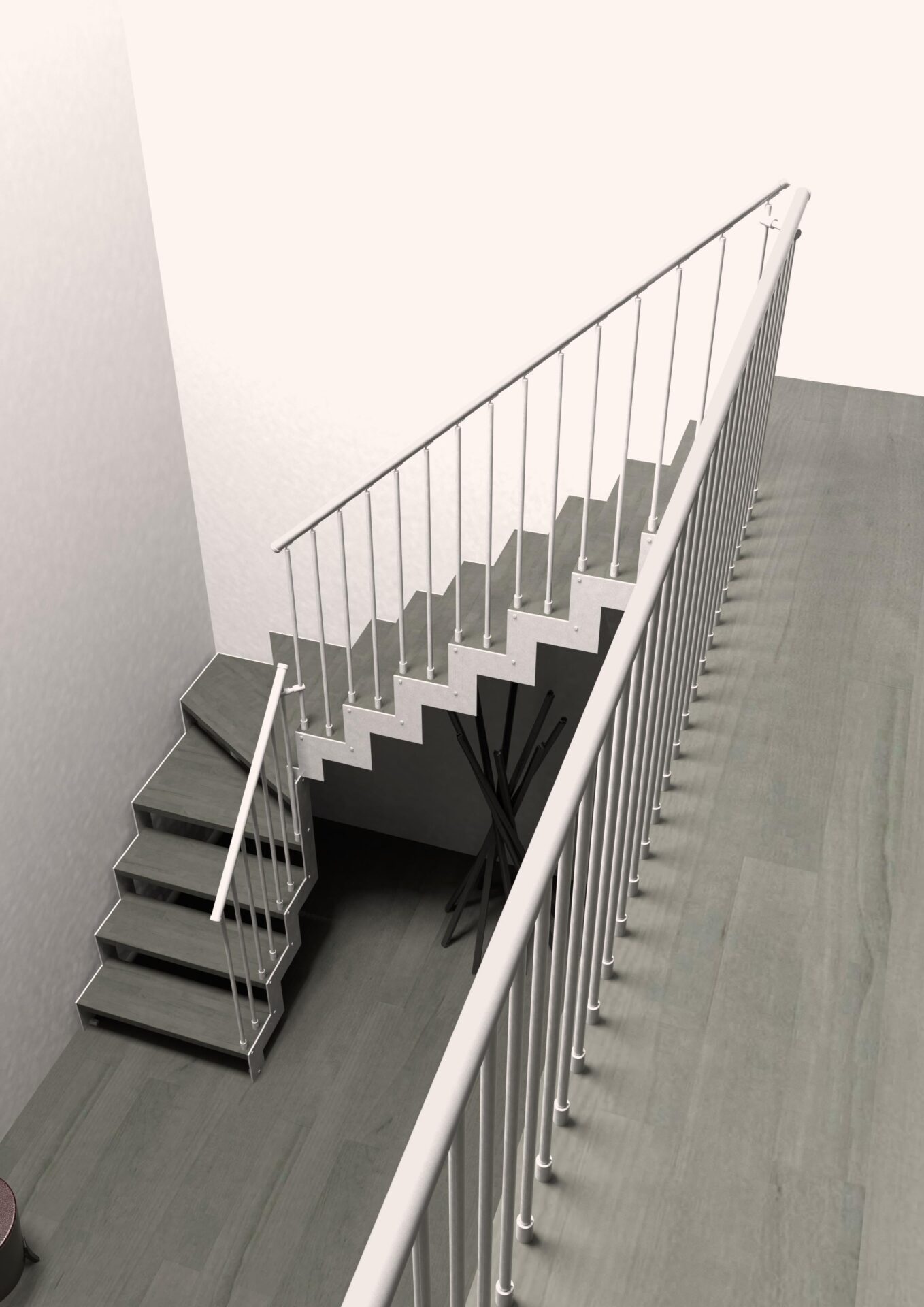 Trappe med trætrin doppelt vange L20 2S R2